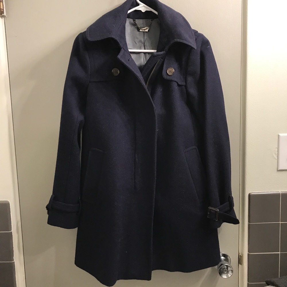 Jcrew peacoat with hood in navy